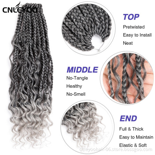 12 inch Grey Bohemian Box Braid Crochet Hair Short BOHO GoddessCrochet Box Braiding Hair Extension